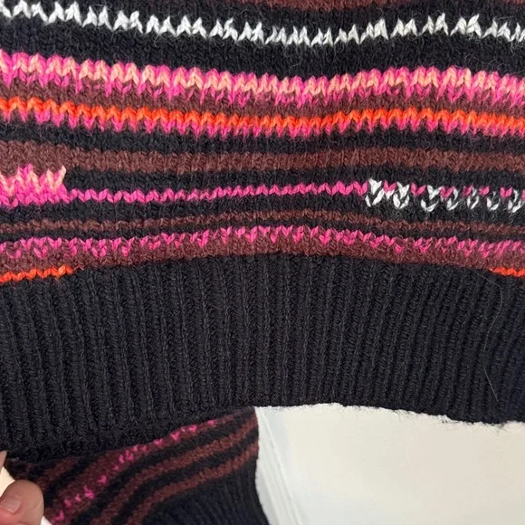 Lucky Brand Women's Striped Knit Sweater - Black, Pink, Brown - Picture 4 of 4